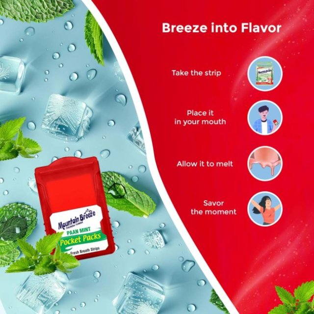 Mountain Breeze Sugar-Free Coolmint & Paanmint Breath Strips Combo - 280 Strips for Instant Freshness!