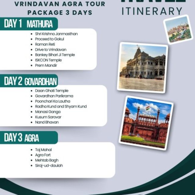 Delhi Mathura Vrindavan Agra Tour Package 3 Day at Best Price