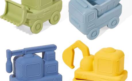 4 Pack Food-Grade Silicone Cars Bath Toys