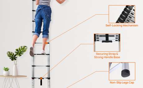 Premium Folding Aluminium Telescopic Ladder - Compact, Durable & Multi-Purpose