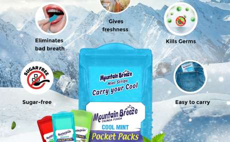 Mountain Breeze Sugar-Free Mint Strips - Instant Freshness Anytime, Anywhere!