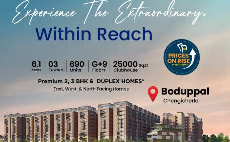 Premium 2, 3 BHK Gated Community Apartments in Boduppal, Hyd