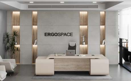 Color Modern Design L Shape CEO Executive Desk With Double Side Cabinet & Fluted Design